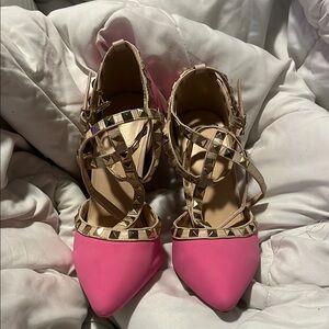 Pink Studded Women's Heels